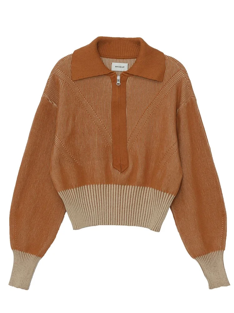 Turn-down Collar Ribbed Short Sweater — AGoodFun